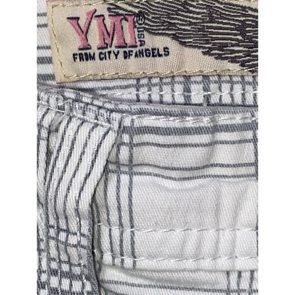 YMI GRAY/WHITE PLAID PRINT BERMUDA SHORTS MID- RISE SIZE 7 - Picture 4 of 8